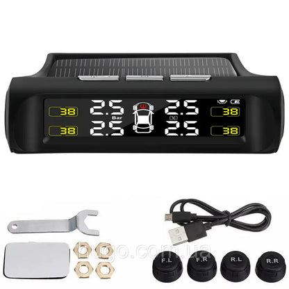 Система контролю тиску в шинах TPMS+SOLAR із сонячною панеллю / Датчик тиску в шинах авто з дисплеєм