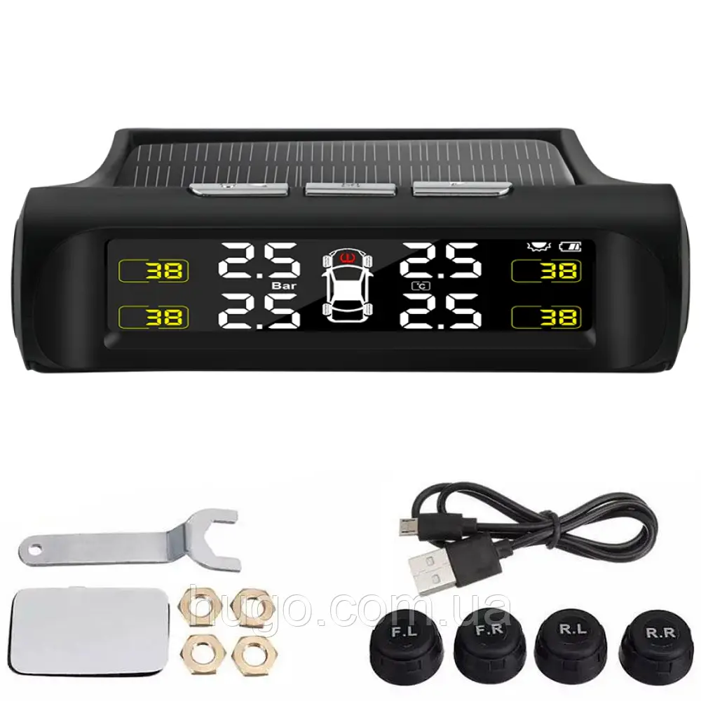 Система контролю тиску в шинах TPMS+SOLAR із сонячною панеллю / Датчик тиску в шинах авто з дисплеєм