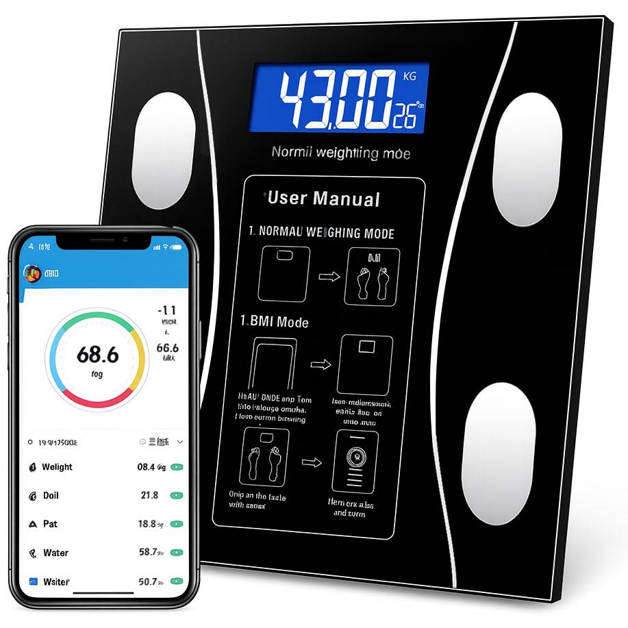 Ваги підлогові розумні Bluetooth до 180 кг A-8003, Чорні / Електронні смарт фітнес ваги з додатком