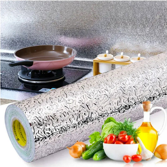 Кухонна плівка (3м х 60см) для кухонних поверхонь / Водонепроникна алюмінієва плівка / Самоклеюча плівка