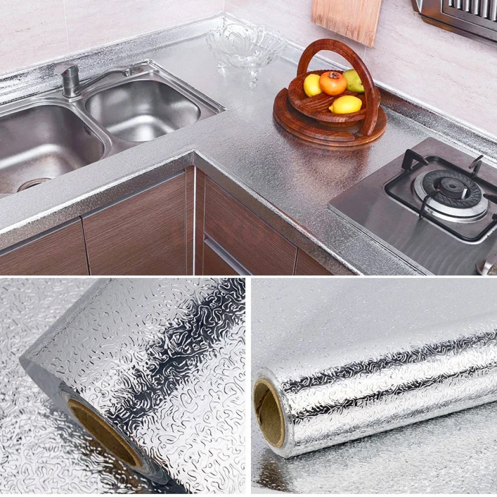 Кухонна плівка (3м х 60см) для кухонних поверхонь / Водонепроникна алюмінієва плівка / Самоклеюча плівка
