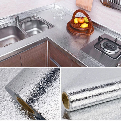 Кухонна плівка (3м х 60см) для кухонних поверхонь / Водонепроникна алюмінієва плівка / Самоклеюча плівка