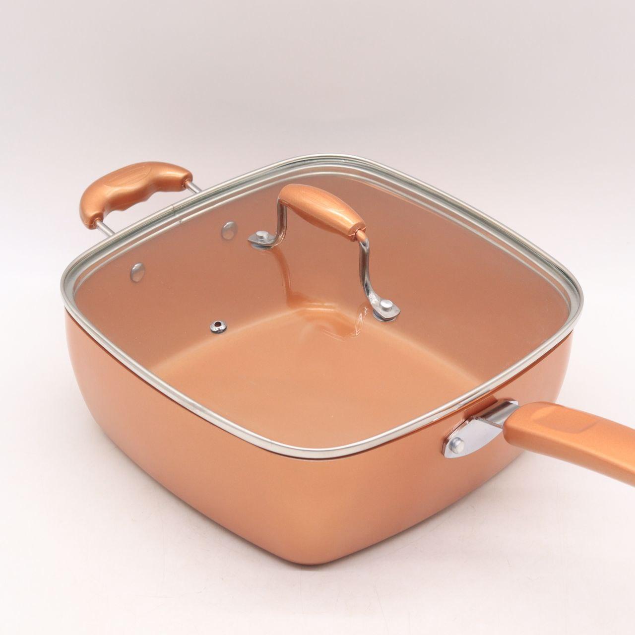 Універсальна сковорода 5в1 з фритюрницею Copper Cook Deep Square Pan / Антипригарна сковорідка
