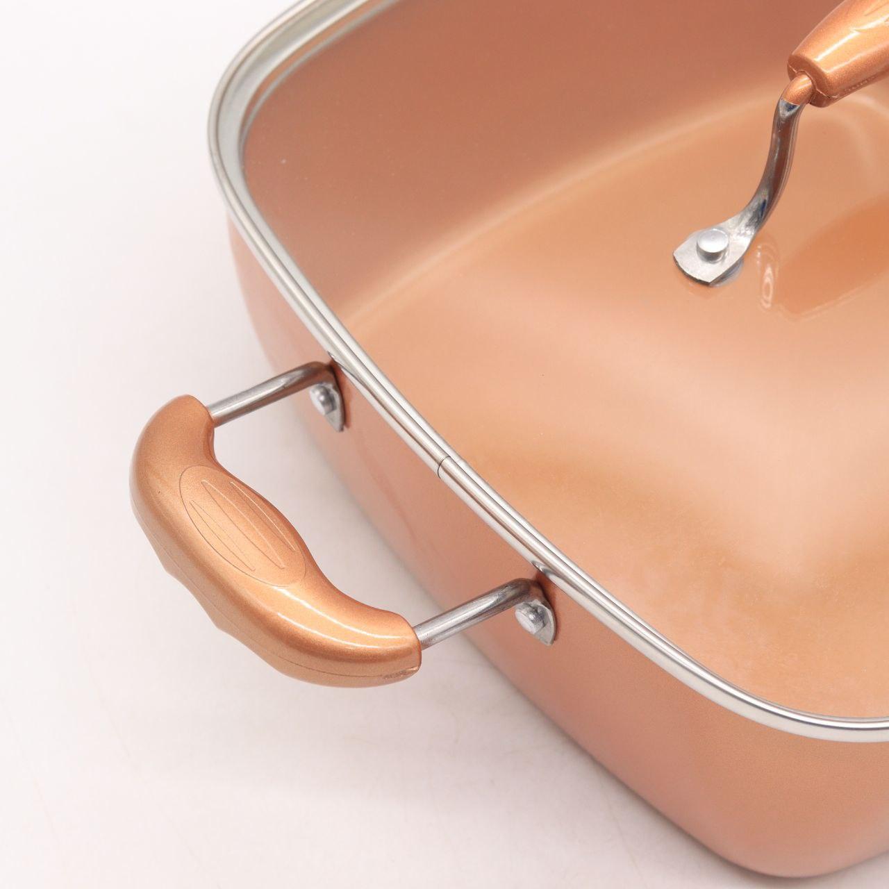 Універсальна сковорода 5в1 з фритюрницею Copper Cook Deep Square Pan / Антипригарна сковорідка