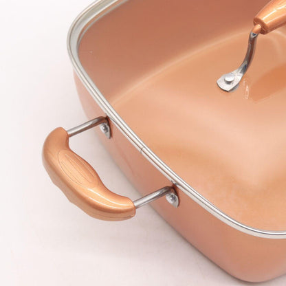 Універсальна сковорода 5в1 з фритюрницею Copper Cook Deep Square Pan / Антипригарна сковорідка