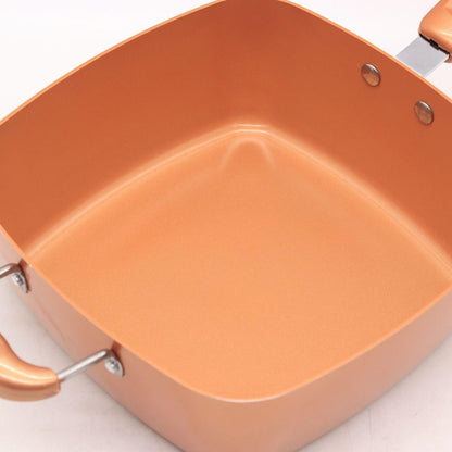 Універсальна сковорода 5в1 з фритюрницею Copper Cook Deep Square Pan / Антипригарна сковорідка