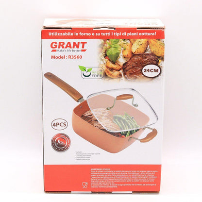 Універсальна сковорода 5в1 з фритюрницею Copper Cook Deep Square Pan / Антипригарна сковорідка