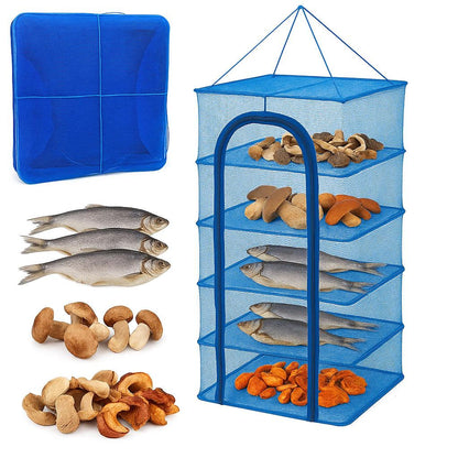 Складна сітка для сушіння риби, фруктів та грибів (50х50х90 см) / П'ятиярусна сушарка для овочів
