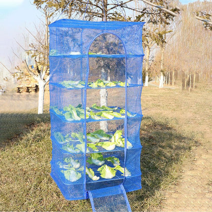 Складна сітка для сушіння риби, фруктів та грибів (50х50х90 см) / П'ятиярусна сушарка для овочів