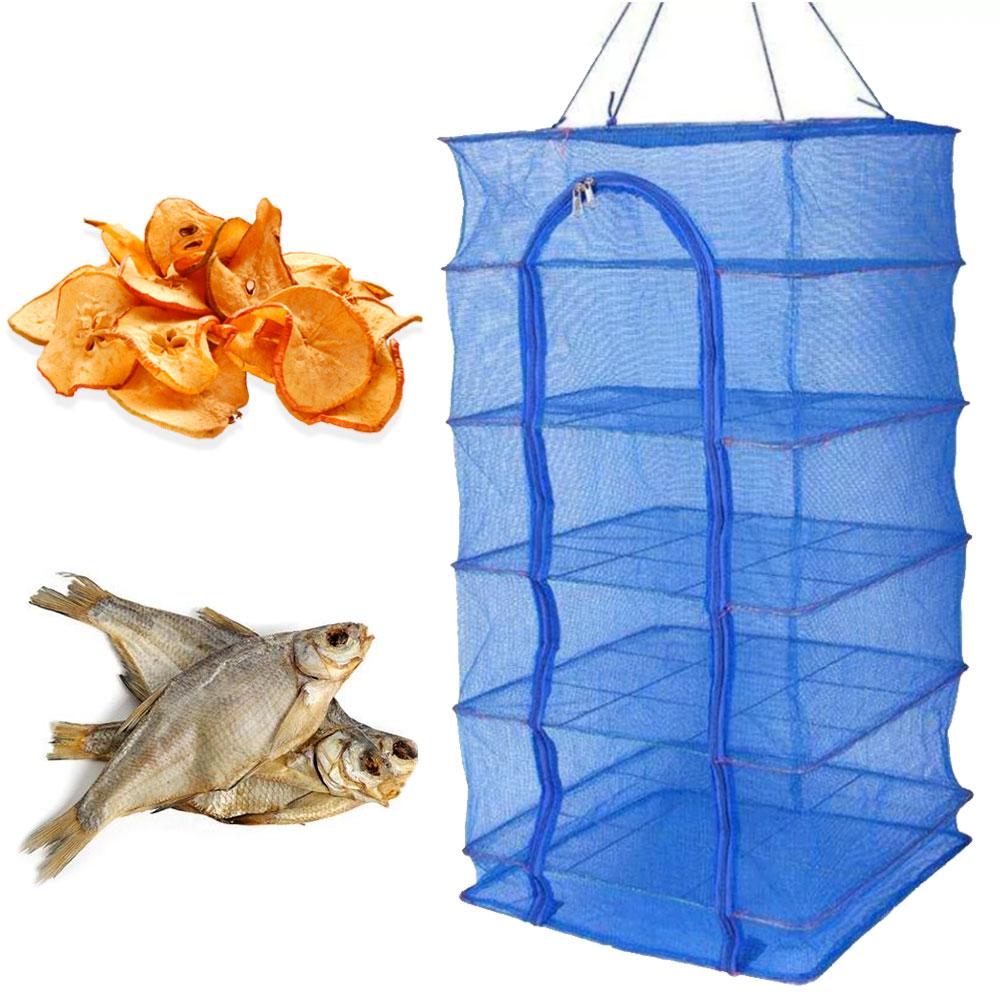 Складна сітка для сушіння риби, фруктів та грибів (50х50х90 см) / П'ятиярусна сушарка для овочів