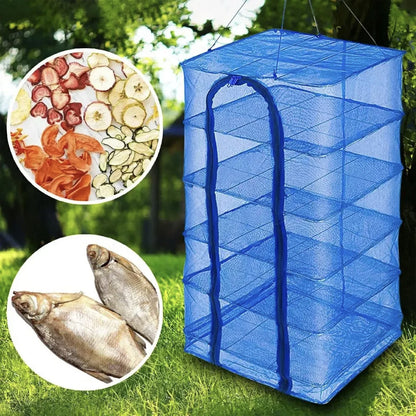 Складна сітка для сушіння риби, фруктів та грибів (50х50х90 см) / П'ятиярусна сушарка для овочів