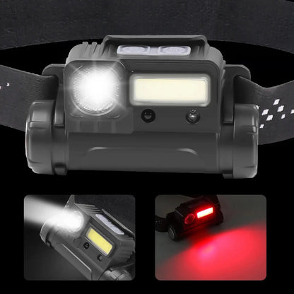 Налобний ліхтар із датчиком руху, BL-123 XPE+COB, з USB / Акумуляторний ліхтар із червоним світлом та магнітом
