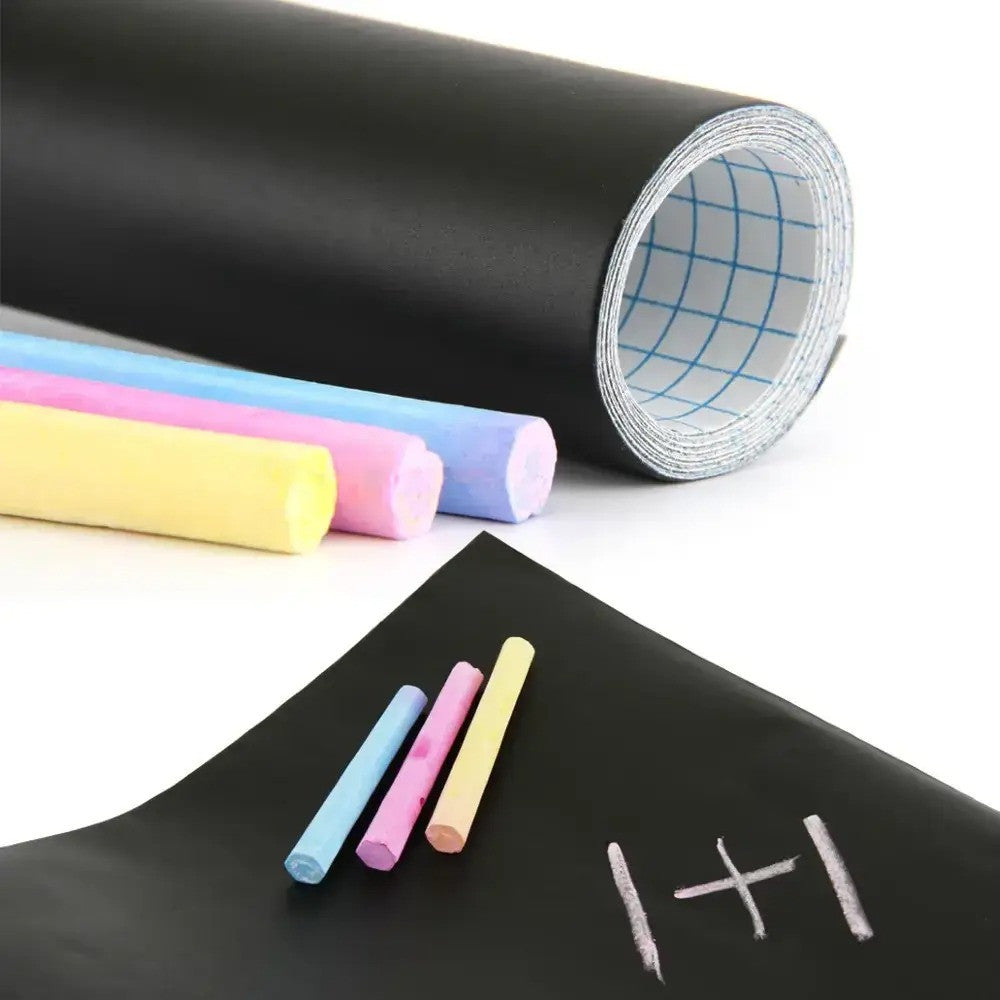 Наклейка плівка на стіну для малювання крейдою 45х200см + 5 різних крейд / Дитяча дошка для малювання крейдою