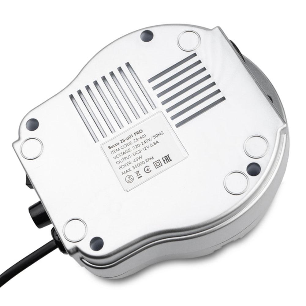 Фрезер для манікюру BUCOS ZS-601 PRO SILVER на 45 Вт 35000 об/хв, Срібний / Апарат для манікюру та педикюру