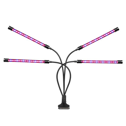 Ультрафіолетова фітолампа з таймером, 4 головки, від USB, 40 Вт / Гнучкий фітосвітильник для рослин