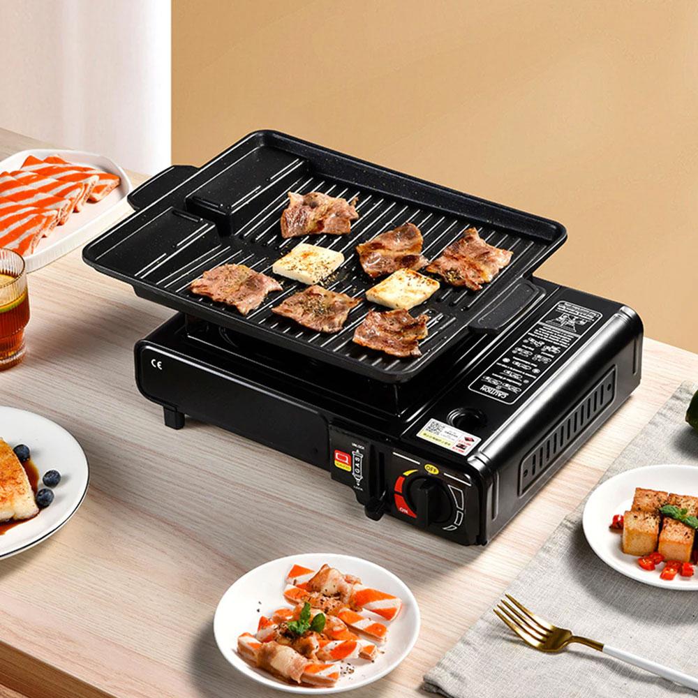 Плита газова одноконфорочна з п'єзопідпалом BDZ-155-A, Чорна / Туристична портативна плита на 1 конфорку