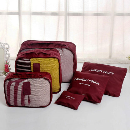 Набір дорожніх органайзерів 6шт Secret Pouch, Бордовий / Органайзери для подорожей