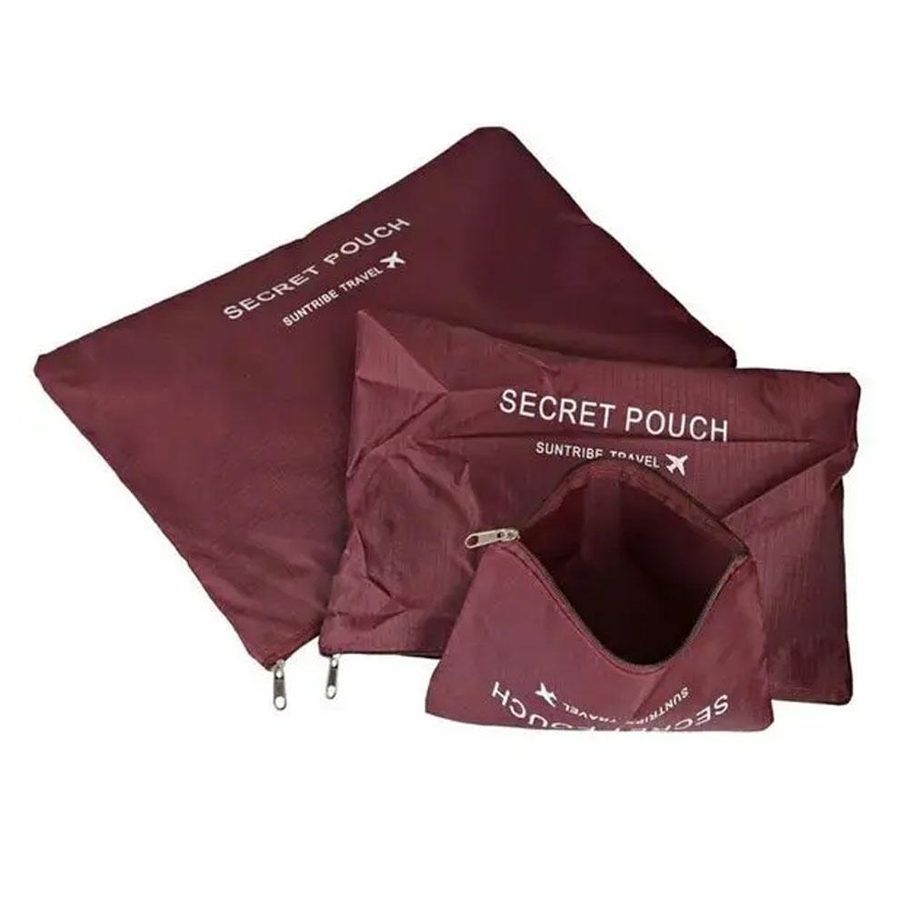 Набір дорожніх органайзерів 6шт Secret Pouch, Бордовий / Органайзери для подорожей