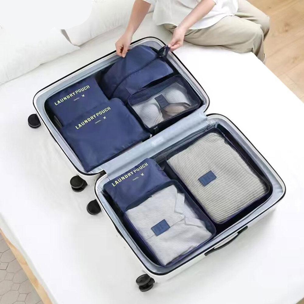 Набір дорожніх органайзерів 6 шт Secret Pouch, Темно-синій / Органайзери для подорожей 5в1