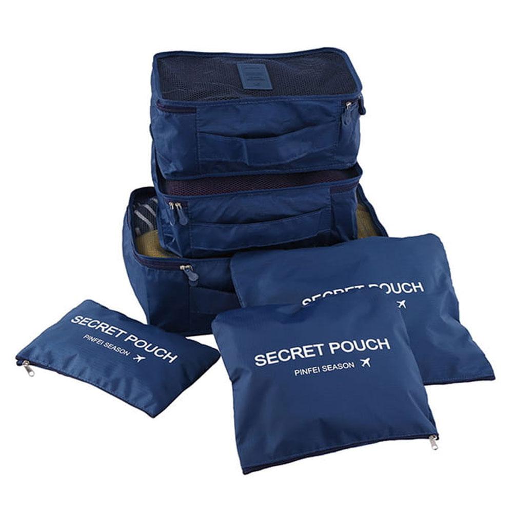 Набір дорожніх органайзерів 6 шт Secret Pouch, Темно-синій / Органайзери для подорожей 5в1