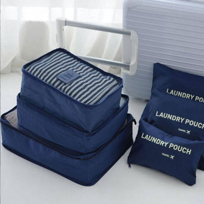 Набір дорожніх органайзерів 6 шт Secret Pouch, Темно-синій / Органайзери для подорожей 5в1