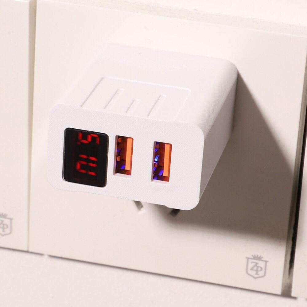 Зарядний пристрій адаптер на 2 USB та LED дисплеєм, 220В,QC03 5740 / Швидка зарядка для телефону