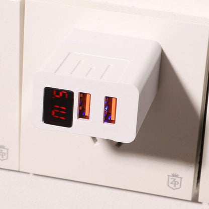 Зарядний пристрій адаптер на 2 USB та LED дисплеєм, 220В,QC03 5740 / Швидка зарядка для телефону