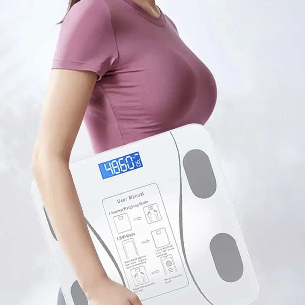 Ваги розумні підлоги Bluetooth до 180 кг A-8003, Білі / Електронні смарт фітнес ваги з додатком
