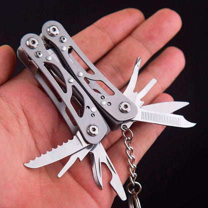 Мультитул туристичний 10в1 з чохлом / Багатофункціональні плоскогубці складні / Брелок-мультитул