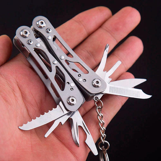 Мультитул туристичний 10в1 з чохлом / Багатофункціональні плоскогубці складні / Брелок-мультитул