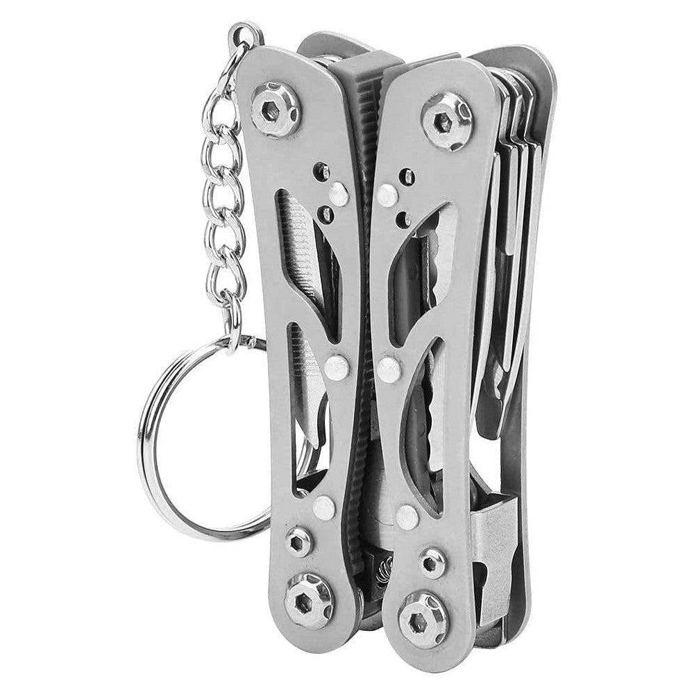 Мультитул туристичний 10в1 з чохлом / Багатофункціональні плоскогубці складні / Брелок-мультитул