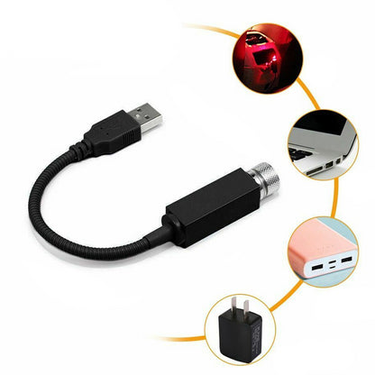 Лазерний проектор в машину від USB, STAR DL190 / Міні підсвічування для салону авто / Червоне зоряне небо в авто