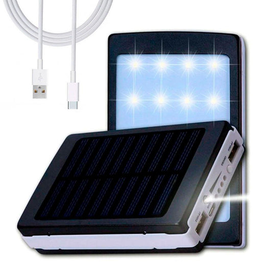 Портативна зарядка 20000 mah, сонячна панель + Ліхтар Power Bank Solar / Повербанк на сонячній батареї