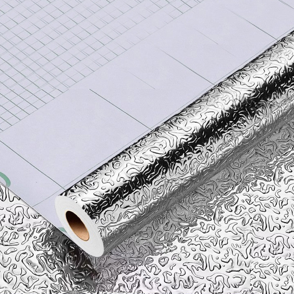 Фольга алюмінієва маслостійка для кухні 0,6×2 м/ Фольга самоклеюча для захисту стін, плити від жирових бризок