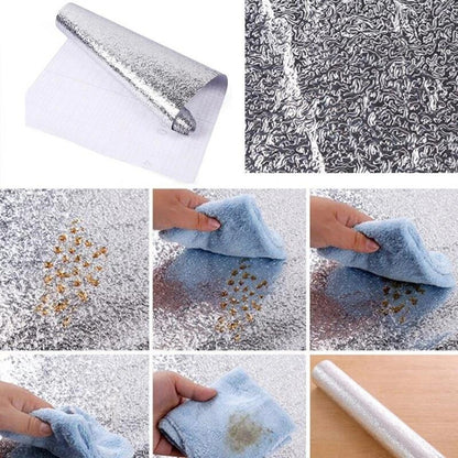 Алюмінієва самоклеюча фольга (0,6×4 м) для кухні / Фольга плівка для поверхонь від жиру