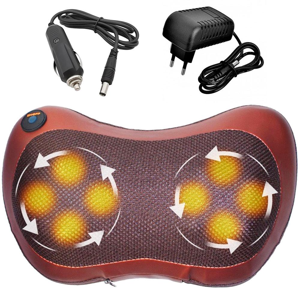 Масажна подушка Massage Pillow 8028, (31х10х19 см) / Роликовий масажер для шиї та спини