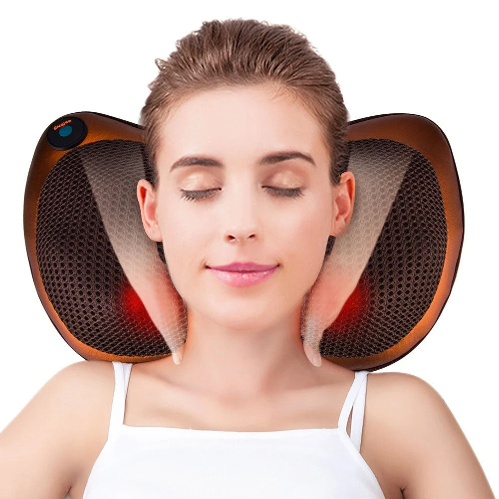 Масажна подушка Massage Pillow 8028, (31х10х19 см) / Роликовий масажер для шиї та спини