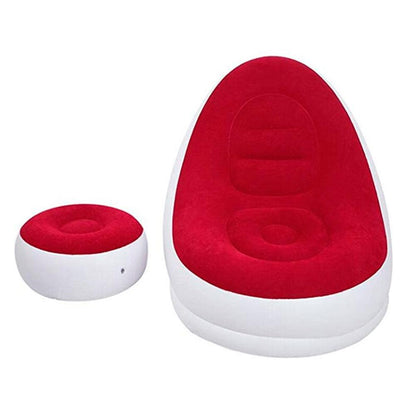 Надувний диван з пуфиком Air Sofa - 116х98х83см, Червоний / Надувне крісло з пуфиком