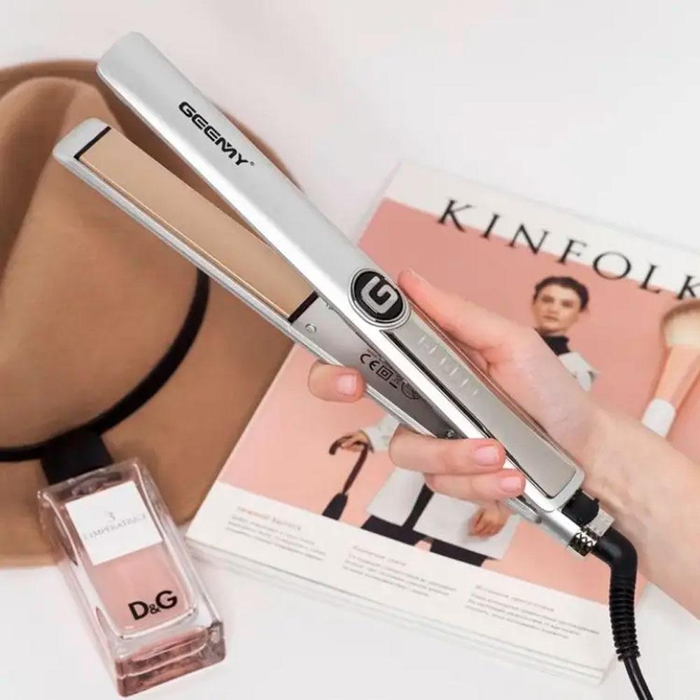 Випрямляч для волосся 5 режимів, GEEMY GM 416, Срібляста / Праска для волосся / Плойка для волосся