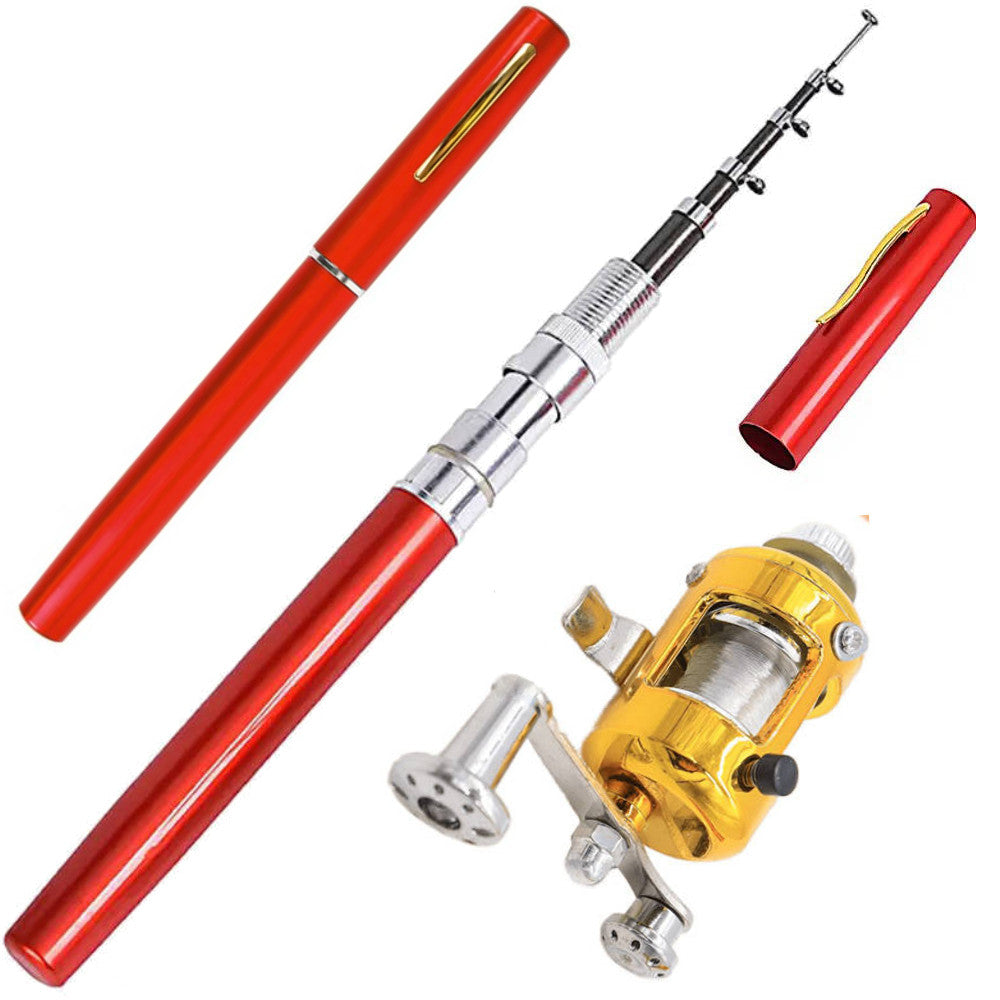 Вудка-ручка з котушкою EL-1220, Червона / Набір рибалки / Кишенькова міні вудка складна, телескопічна