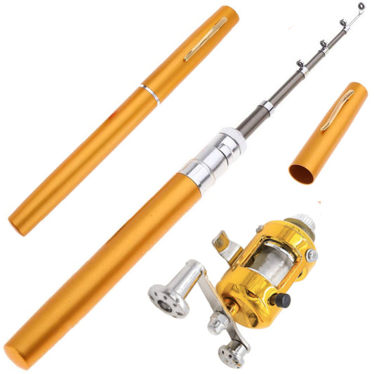 Кишенькова вудка у вигляді ручки з котушкою EL-1220, Золотиста / Рибальський набір / Міні вудка складана