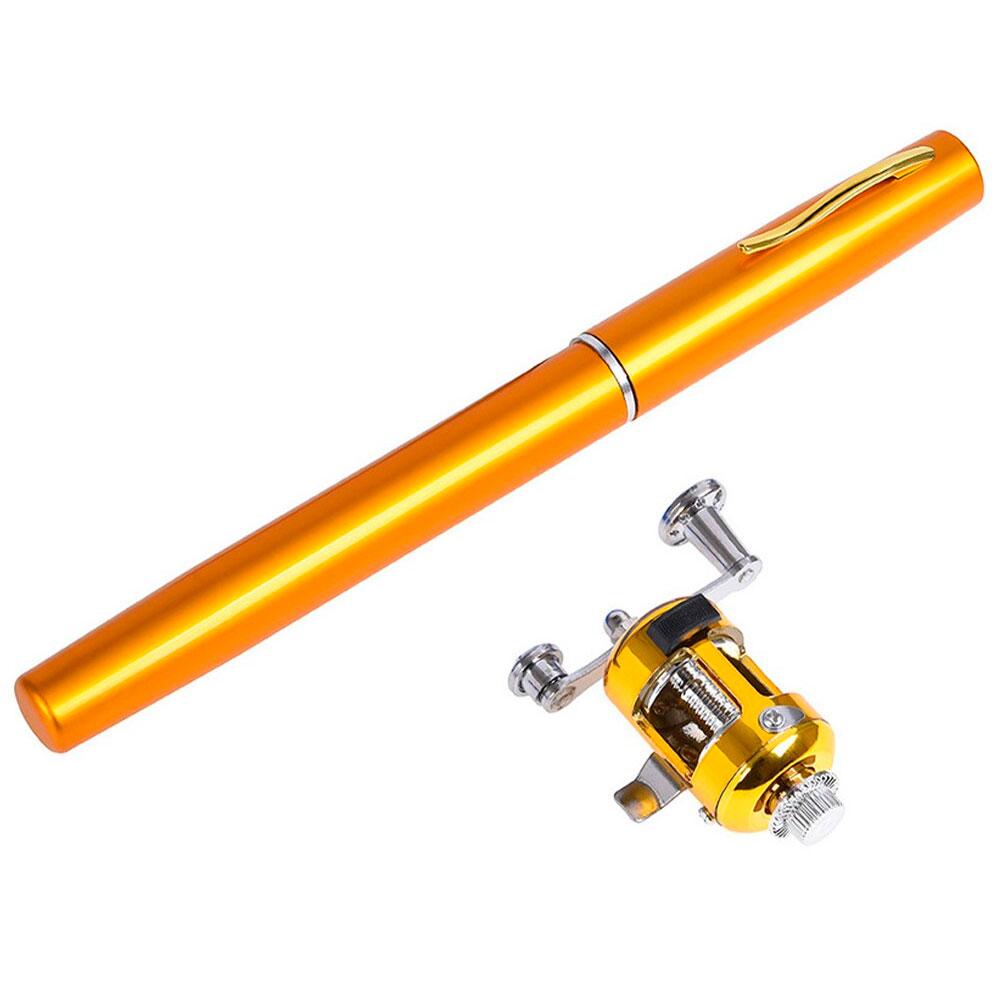 Кишенькова вудка у вигляді ручки з котушкою EL-1220, Золотиста / Рибальський набір / Міні вудка складана
