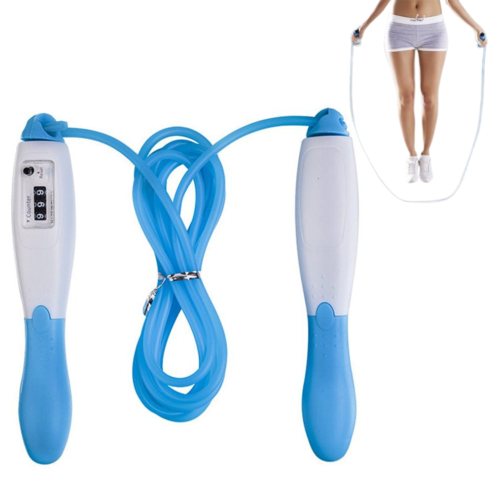 Скакалка з лічильником "Кеглі", Синій / Спортивна скакалка для схуднення / Скакалка з регульованою довжиною