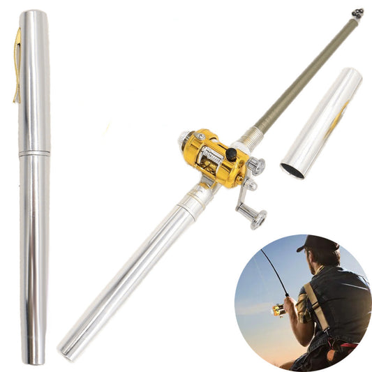 Вудка-ручка з котушкою EL-1220, Сіра / Набір рибалки / Кишенькова міні вудка складна, телескопічна