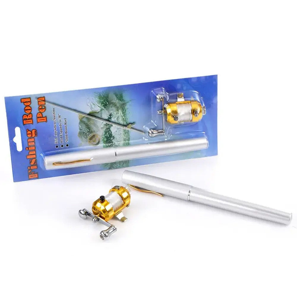 Вудка-ручка з котушкою EL-1220, Сіра / Набір рибалки / Кишенькова міні вудка складна, телескопічна