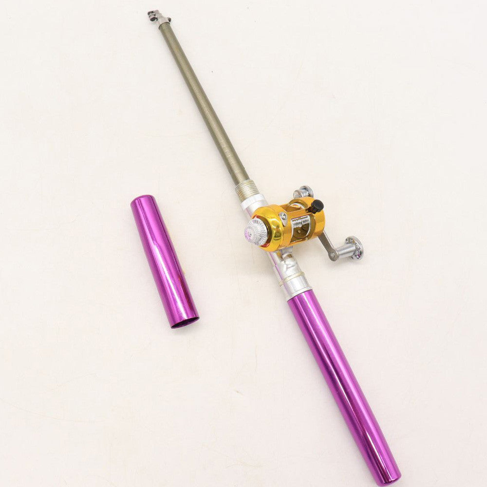Вудка-ручка з котушкою EL-1220, Фіолетова / Набір рибалки / Кишенькова міні вудка складана, телескопічна