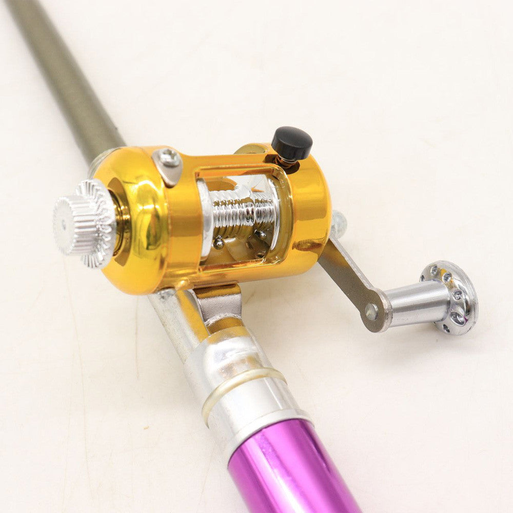 Вудка-ручка з котушкою EL-1220, Фіолетова / Набір рибалки / Кишенькова міні вудка складана, телескопічна