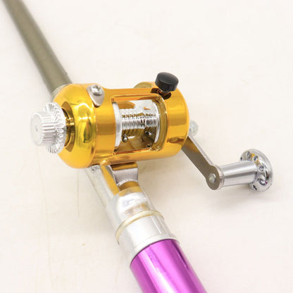 Вудка-ручка з котушкою EL-1220, Фіолетова / Набір рибалки / Кишенькова міні вудка складана, телескопічна