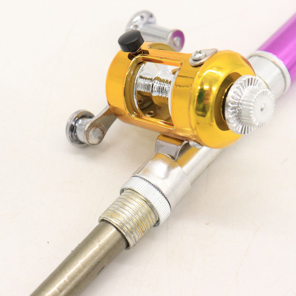 Вудка-ручка з котушкою EL-1220, Фіолетова / Набір рибалки / Кишенькова міні вудка складана, телескопічна