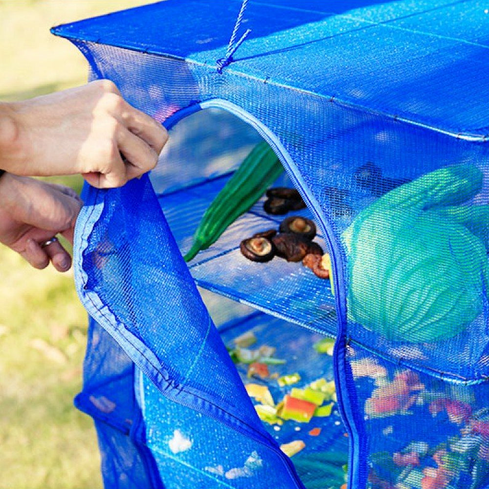 Складна сітка для сушіння риби (35х35х65 см), 3 яруси / Сушарка для грибів, овочів та фруктів